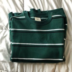 Forest Green Striped Crewneck Sweatshirt